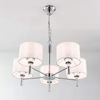 Люстра подвесная Аврора CL463150 Citilux белая на 5 ламп, основание хром в стиле классический Люстра подвесная Аврора CL463150 Citilux белая на 5 ламп, основание хром в стиле классический